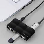 Хаб BELKIN Quilted, USB 2.0, 7 портов, порт для питания, черный, F5U701cwBLK