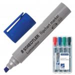 Маркеры для флипчарта STAEDTLER НАБОР 4шт.,НЕПРОПИТЫВАЮЩ, АССОРТИ,Lumocolor,скош,2-5мм,356BWP4