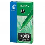 Ручка стираемая гелевая с грипом PILOT Frixion, ЗЕЛЕНАЯ, корпус зеленый, 0,7мм, линия 0,35мм,BL-FR-7