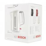 Чайник BOSCH TWK3A011, 1,7л, 2400Вт, закрытый нагревательный элемент, пластик, белый