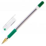 Ручка шариковая масляная с грипом MUNHWA "MC Gold", ЗЕЛЕНАЯ, корпус прозр., 0,5мм,линия 0,3мм,BMC-04