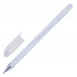 Ручка гелевая CROWN "Hi-Jell Pastel", БЕЛАЯ, корпус тонированный белый, 0,8мм, линия 0,5мм, HJR-500P