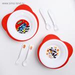 Набор детской посуды Mum&Baby: тарелка на присоске, ложка, вилка арт. 4827461