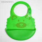 Нагрудник силиконовый с карманом "Котик", цвет зеленый арт. 4477649