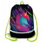 Мешок для обуви Berlingo "Neon Unicorn", 400*510мм, расшир. дно, свет.лента, 1отд., карман на молнии, MS09423