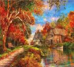 Осенний пейзаж с видом на деревню