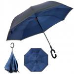 Зонт обратного сложения ветроустойчивый. Темно-синий