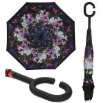 Зонт комбинированный цветы черный