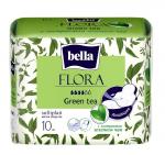 Прокладки женские гигиенические bella FLORA Green tea, 10 шт./уп. (с экстрактом зеленого чая)