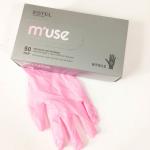 **Перчатки нитриловые M'USE с текстурой на пальцах одноразовые розовые L, 50 пар
