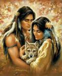 Пара индейцев и волчонок