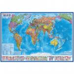 Карта Мир политическая, 1:15,5млн., 1990*1340мм, интерактивная, с ламинацией, европодвес, КН084