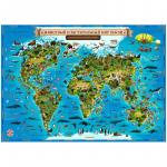 Карта мира для детей Животный и растительный мир Земли, 590*420мм, интерактивная, КН005