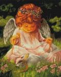 "Ангел с кроликом" мозаика на подрамнике 40х50