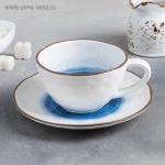 Чайная пара «Нептун»: чашка 250 мл, блюдце 16 см, цвет белый/синий