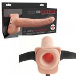 Перезаряжаемый универсальный полый вибрострапон с мошонкой Fetish Fantasy 9 Hollow Rechargeable Strap-on with Balls 3392-21 PD