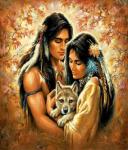Пара индейцев с волком