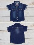 120202 Рубашка джинс. короткий рукав цв. т.синий