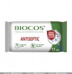 BIOCOS влажные салфетки Антисептические, 15 шт.