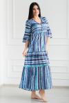 Длинное платье в полоску с воланами - Виолончель | синий
