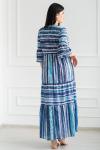 Длинное платье в полоску с воланами - Виолончель | синий