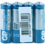Батарейка GP AA (R06), КОМПЛЕКТ 4 шт., 15G солевая, OS4, GP 24CEBRA-2S4