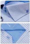 0127TESF Мужская рубашка Elegance Slim Fit в голубую клетку