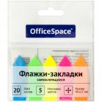 Флажки-закладки OfficeSpace, 45*12 мм, 20 л*5 неоновых цветов, европодвес, SN20_17794