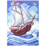 1438 Канва с рисунком Матренин посад 'Кораблик' 16*20 см (10*12 см)