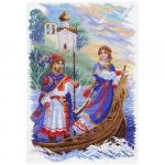 1630 Канва с рисунком Матренин посад 'Князь Игорь и Ольга' 33*45 см (37*49 см)