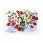 1226 Канва с рисунком 'Матренин посад' 'Весенние цветы', 37*49 см