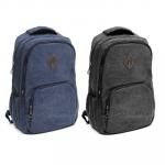Рюкзак подростковый, 45x30x14см, 2 отд, 3 кармана, холст, отделка искусственной кожей, 2 цвета