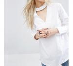 Белая блузка с планкой на спине