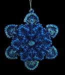 Украшение елочное Снежинка - цветок, синий акрил, блестки, 13 см.