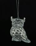 Елочное украшение Хрустальная сова, прозрачный с серебром акрил, 12 см.