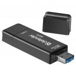 Картридер DEFENDER Multi Stick, USB 2.0, microUSB, Type-C, порты SD, micro SD , черный, 83206