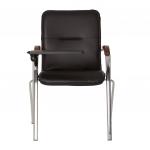 Кресло для приемных и переговорных "Samba T plast" со столиком, хром. каркас, кожзам черный V-14