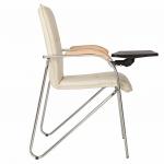 Кресло для приемных и переговорных "Samba T plast" со столиком, хром. каркас, кожзам бежевый V-18
