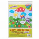 Картон цветной А4 МЕЛОВАННЫЙ, 5л. 5цв., 230 г/м2, ГОРОШЕК, ЮНЛАНДИЯ, 129305