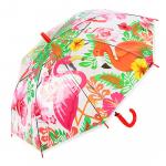 Детский полуавтоматический зонт-трость Фламинго