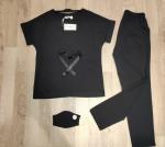 Костюм SIZE PLUS блузка бингалин и брюки с пояском черный RX1-48