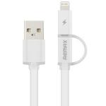 USB кабель REMAX Aurora 2 в 1 (micro USB + iPhone Lightning) 1m, white