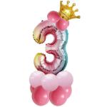 Шар фольгированный 81 см “Цифра 3” с набором шаров (розовый перелив)