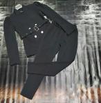 Костюм пиджак с ремешком и брюки черный KH