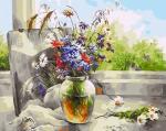 "Букет полевых цветов" живопись на холсте 40х50см