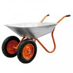 Тачка садовая оцинкованная 65 л, грузоподъемность 160 кг, 2 колеса, s 0,6 мм, ТехПром, оранжевый (Россия)