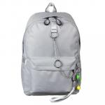 Рюкзак подростковый, 43,5x29x13см, ПЭ, 1 отделение, 3 кармана, брелок, металлические цепи, серый