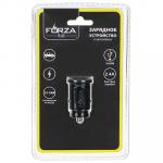 FORZA Зарядное устройство USB автомобильное "Компакт", 12/24В, 2USB, 2.4А, черное, пластик