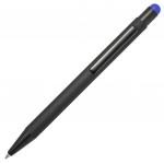 Ручка шариковая автоматическая со стилусом, 1 мм, синий цв., прорезиненный металл корп., INDEX