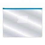 Папка-конверт, 1 отд., горизонтальная, на молнии ZIP пластик цв. синий, пластик, А4/335х240 мм, 160 мкм, прозрачный цв., карман для визитки, INDEX, пакет